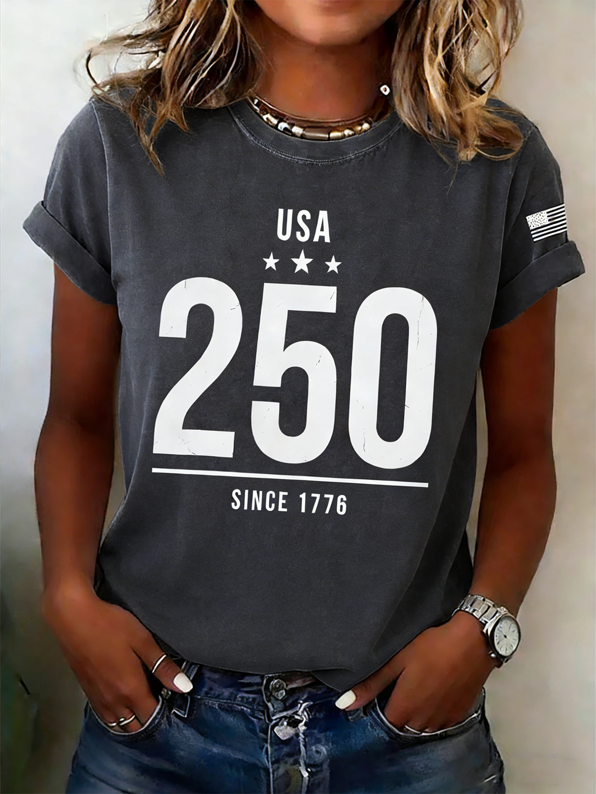 250th anniversary Cotton Regular Fit Casual Usa/Us/American T-Shirt