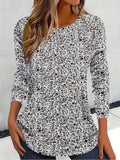 Women's Long Sleeve T-shirt Spring/Fall White Floral Printing Jersey Crew Neck Daily Going Out Casual Top