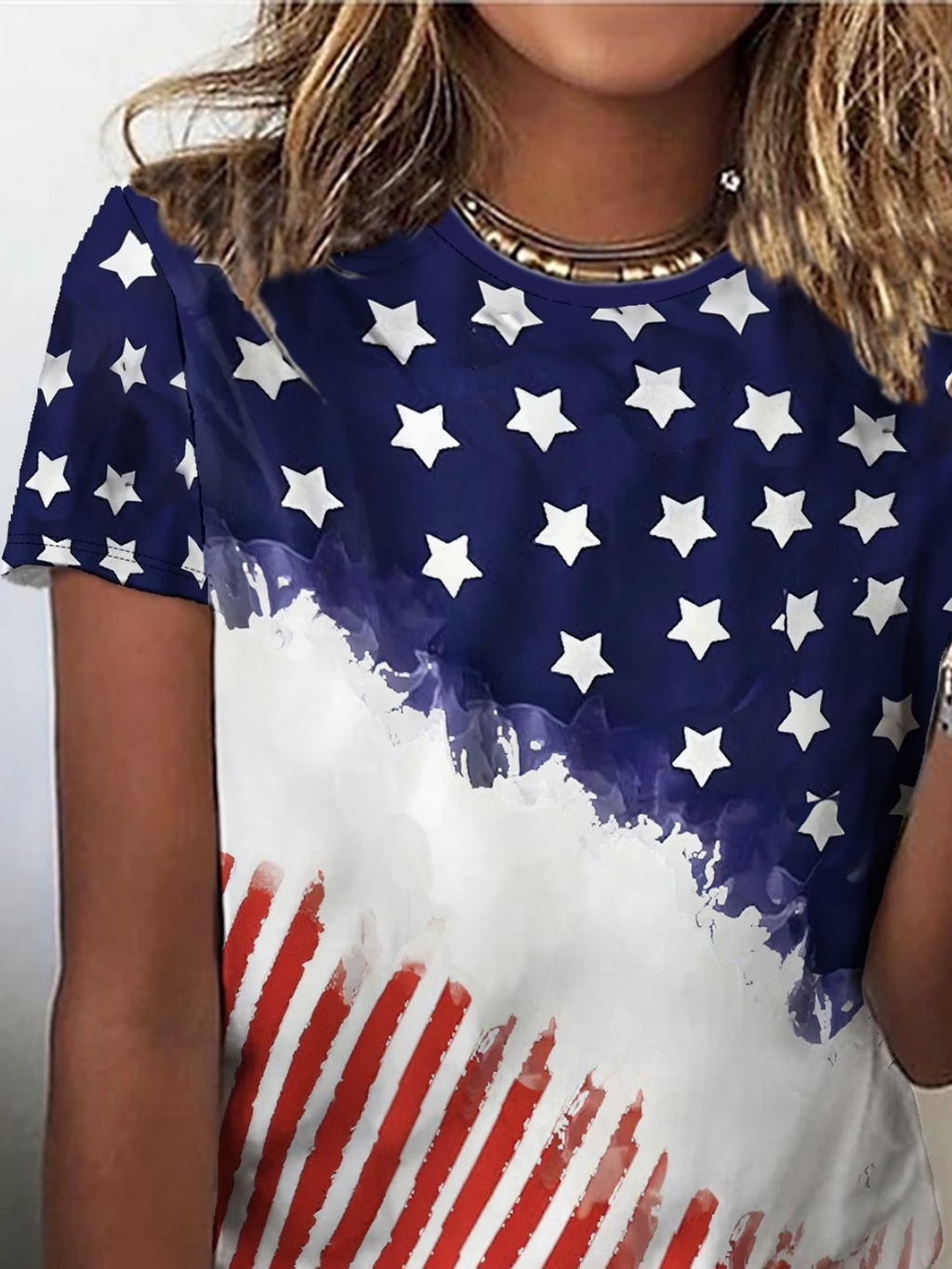 Women's Short Sleeve T-shirt Summer As Picture America Flag Printing Jersey Crew Neck Daily Going Out Casual Top