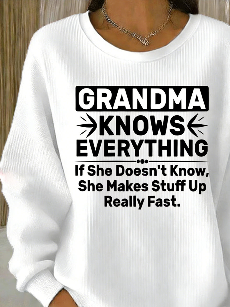 Cotton-Blend Crew Neck Letter Pattern Casual Sweatshirt