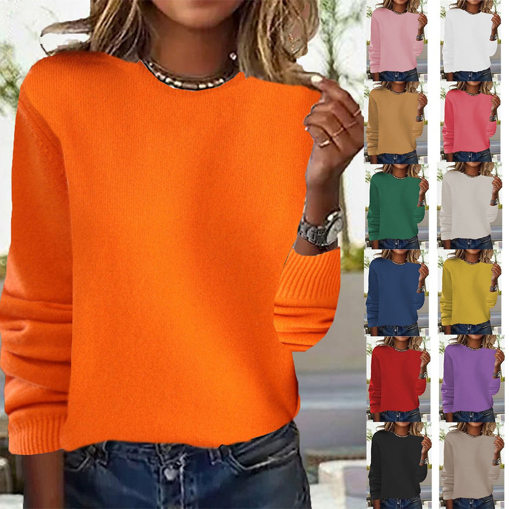 Women Casual Plain Spring/Fall Daily Loose Long Sleeve Yarn/Wool yarn H-Line Regular Sweaters