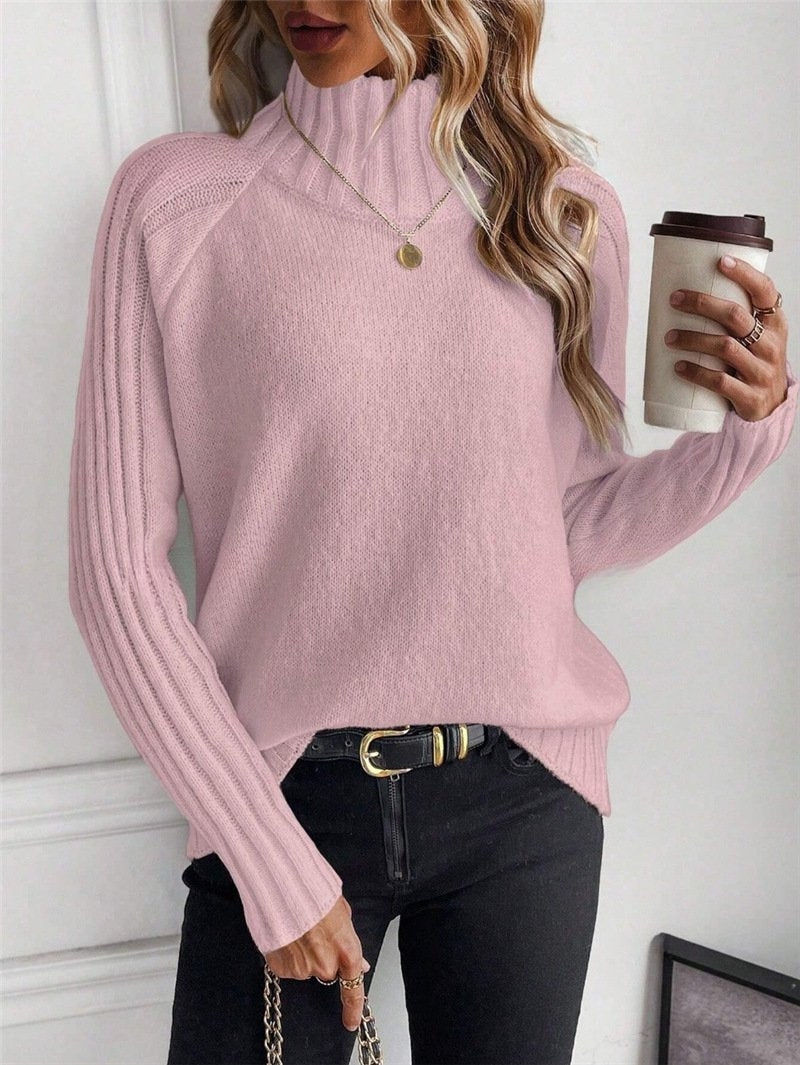 Split Joint Mock Neck Wool/Knitting Urban Sweater