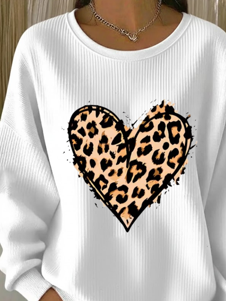 Crew Neck Casual Printing Heart/Cordate Sweatshirt