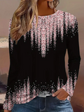 Women's Long Sleeve T-shirt Spring/Fall Black Abstract Printing Jersey Crew Neck Daily Going Out Casual Top