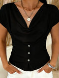 Jersey Cowl Neck Sleeveless Tight Summer Going Out Street Jersey Top