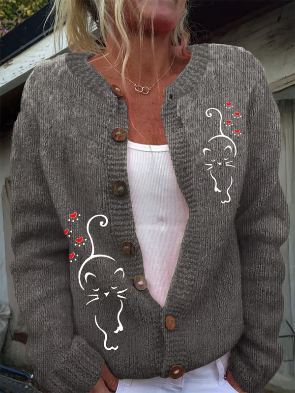 Women's Funny Cat Print Cardigan