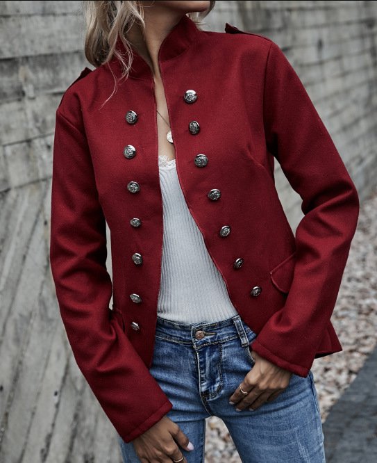 Shawl Collar Split Joint Simple Plain Jacket