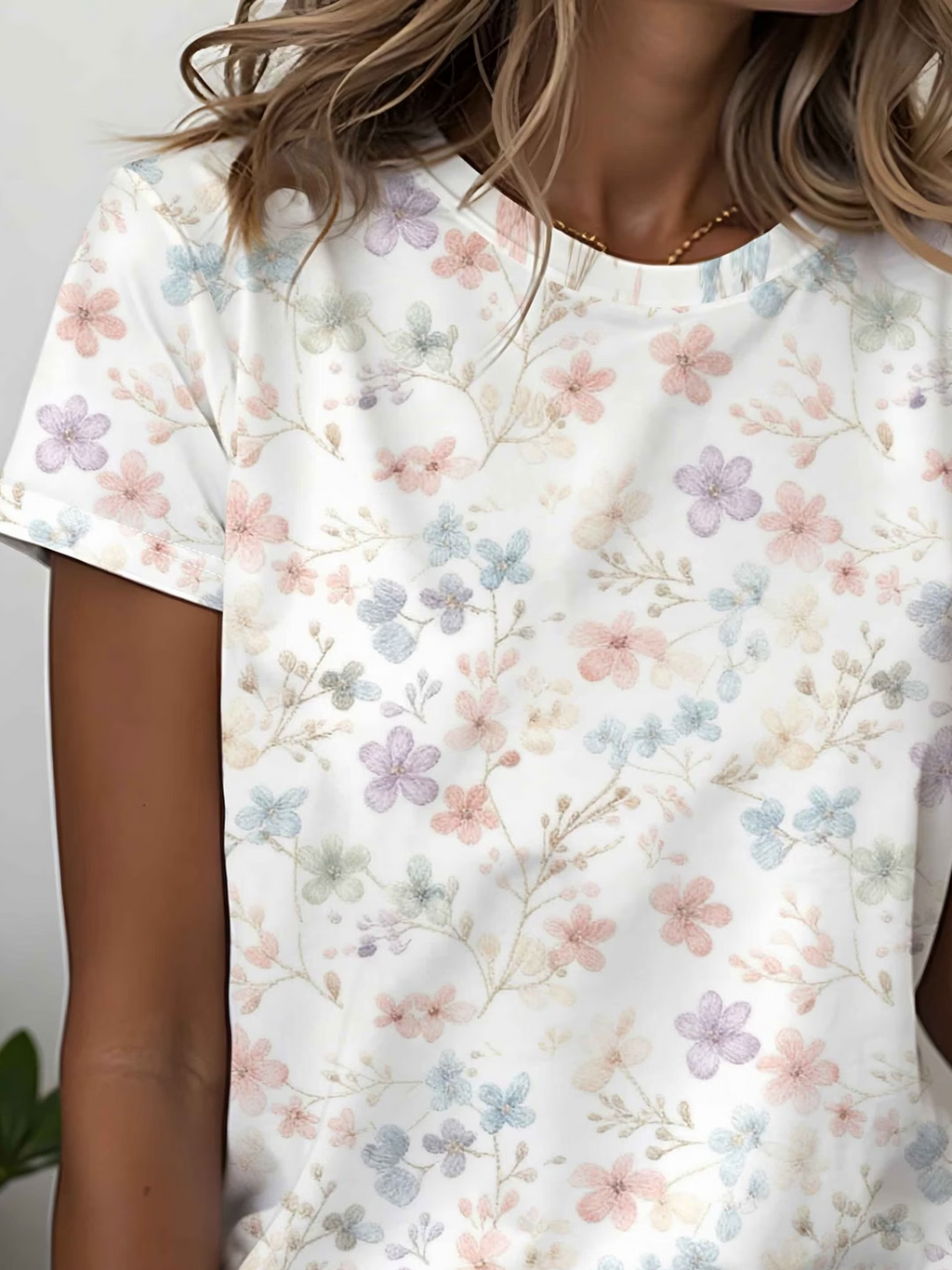 Women's Short Sleeve T-shirt Summer White Floral Printing Jersey Crew Neck Daily Going Out Casual Top