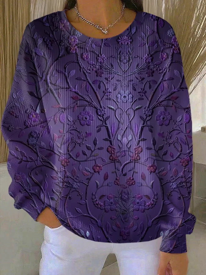 Casual Loose Floral Printing Sweatshirt