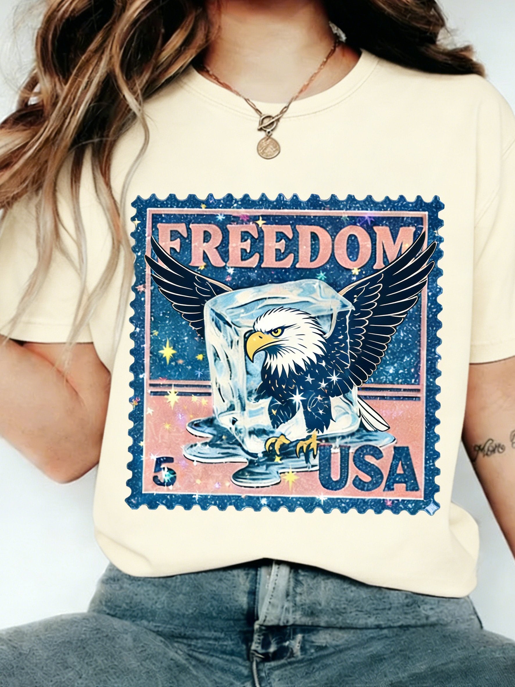 3D Printing America Flag 250th Anniversary Eagle Old Glory Crew Neck Short Sleeve Casual T-Shirt