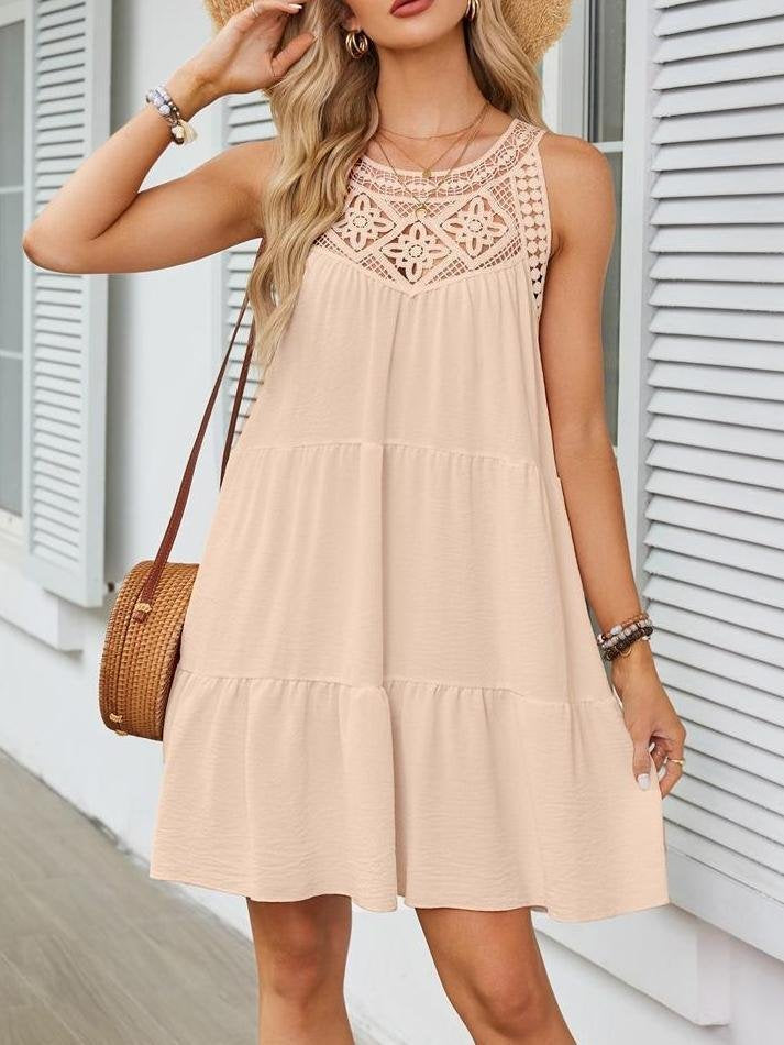Others Plain Cotton-Blend Boho Dress