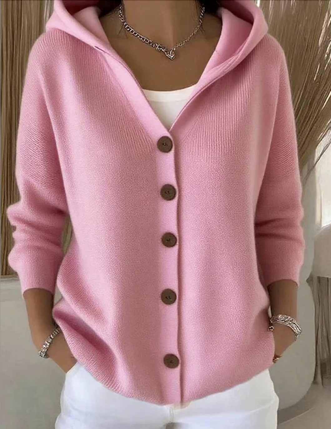 Women Casual Plain Hoodie Long Sleeve Cardigan