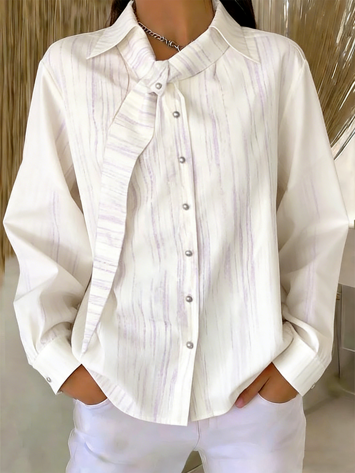 Striped Loose Others Elegant Shirt