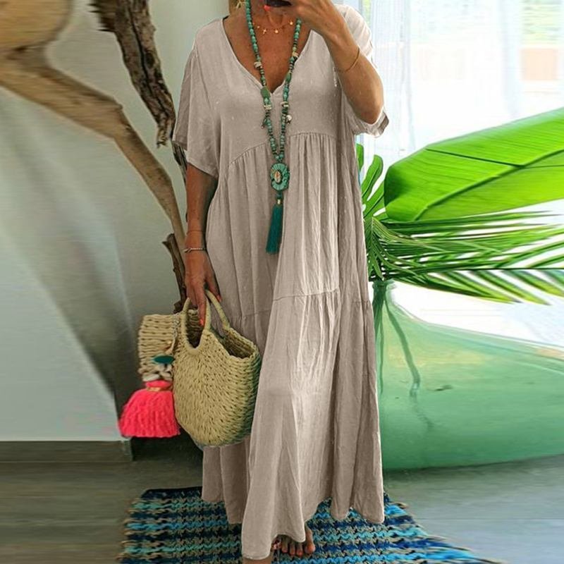 Casual Cotton-Blend Dress With No