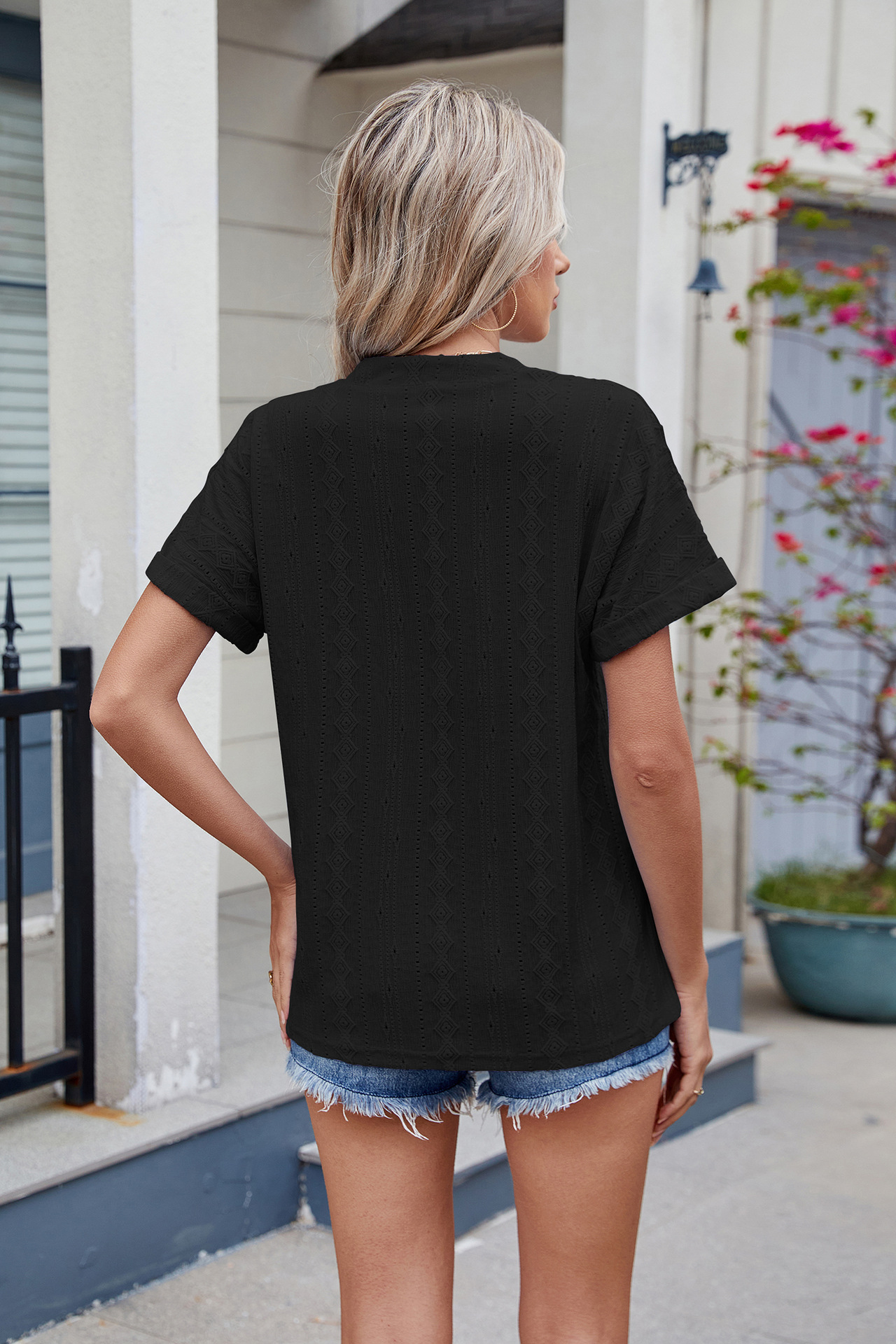Polyester Cotton V Neck Elegant Casual Blouse