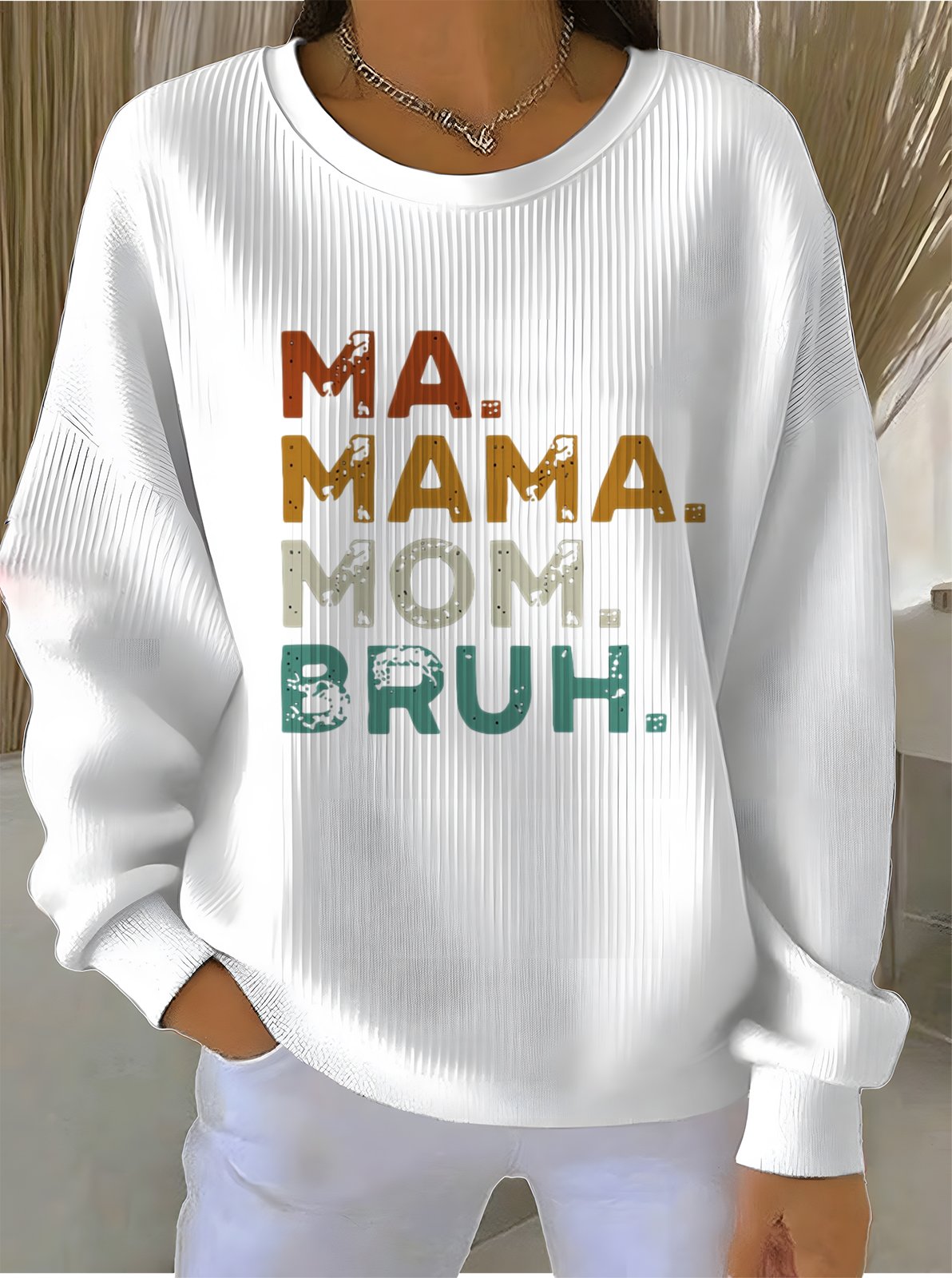 Text Letters Crew Neck Vintage Sweatshirt