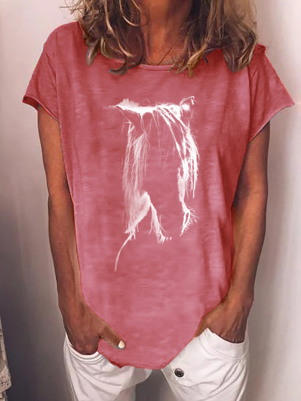 Horse Print Women's Cotton-Blend T-Shirt
