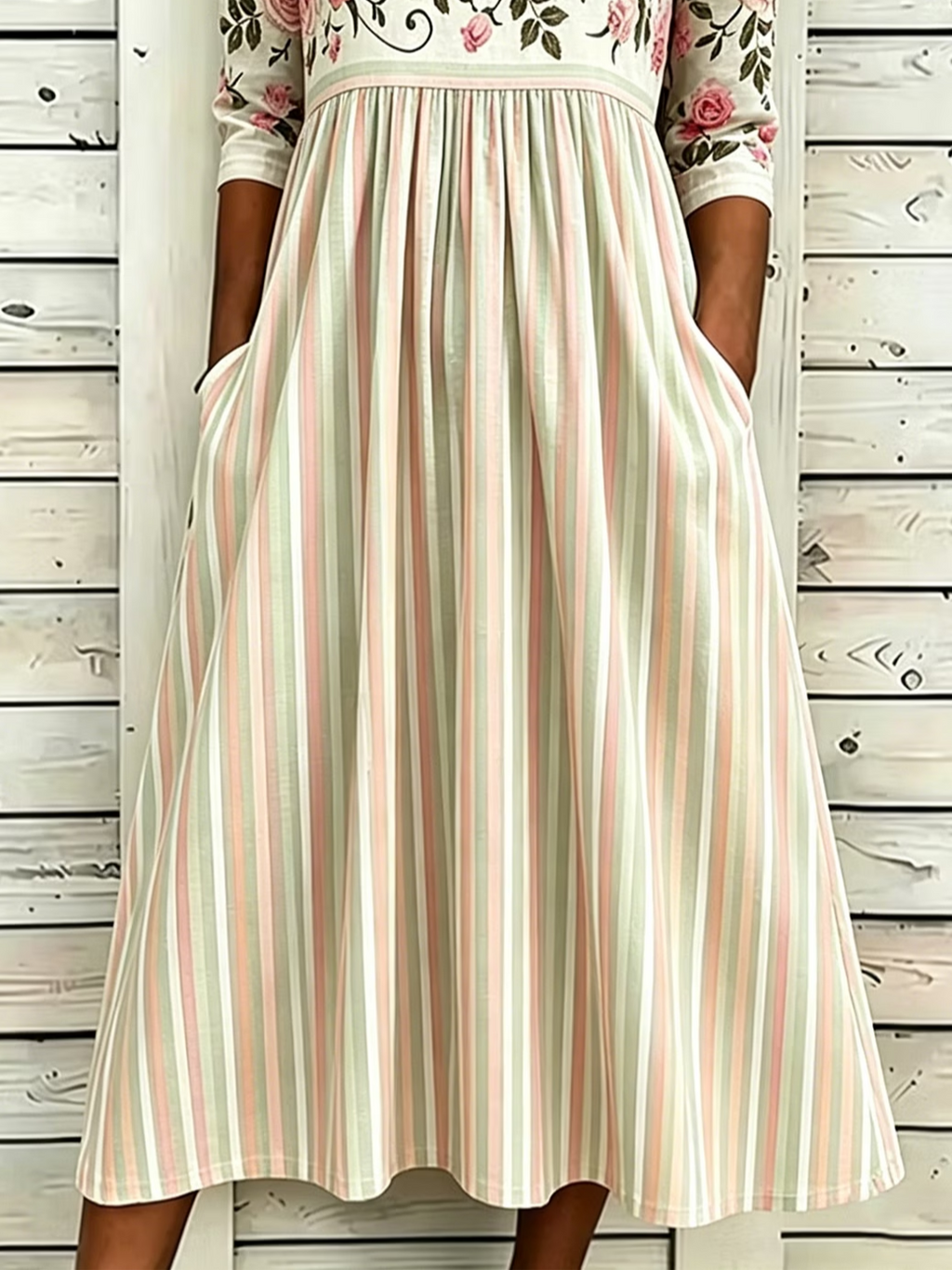 Women's Half Sleeve Summer As Picture Floral Printing Crew Neck Daily Going Out Casual Maxi H-Line Dress