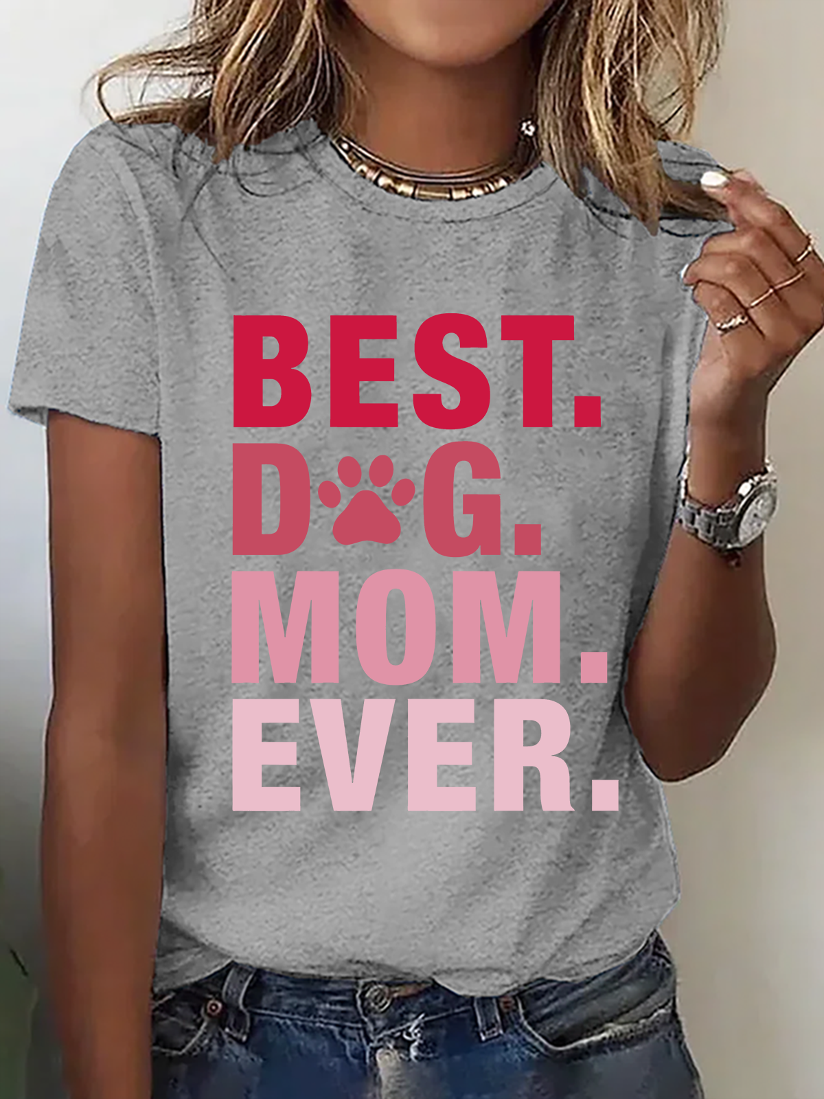 Best Dog Mom Print T-Shirt