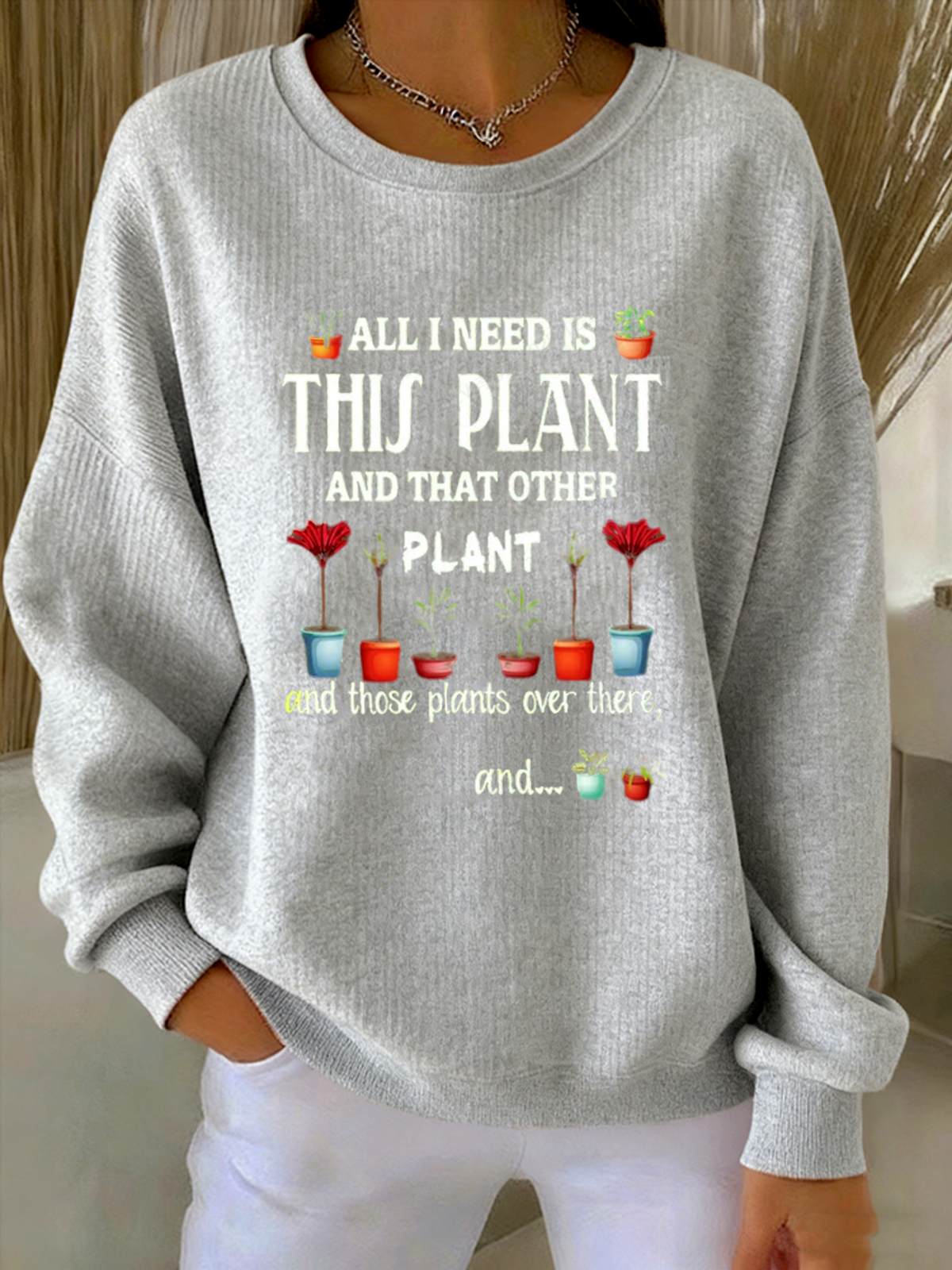 Vintage Crew Neck Loose Text Letters Sweatshirt