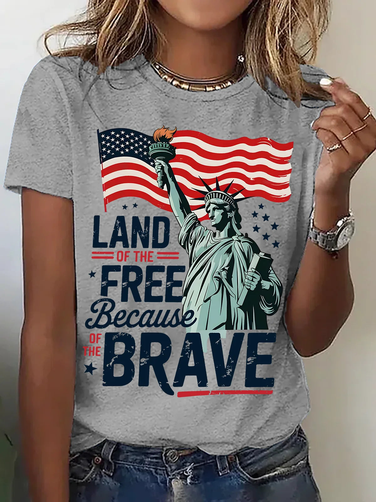 4th Of July Png Land Of The Free Because Of The Brave Cotton T-Shirt