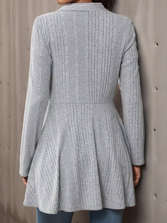 Basic Ribbed Brushed Casual Cardigan