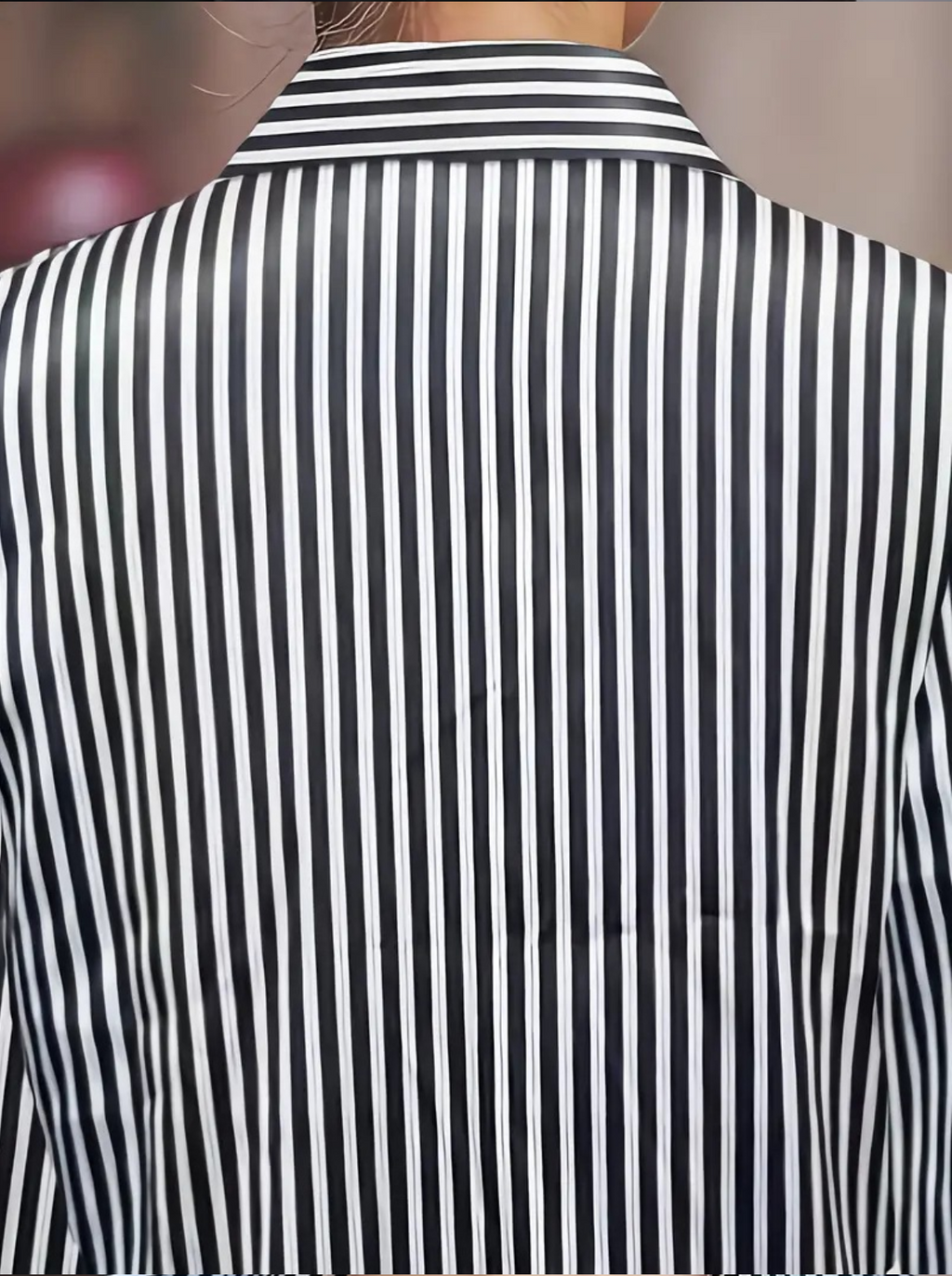 Vintage/Elegant Striped Long Sleeved Shawl Collar Shirt