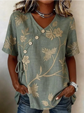 Vintage Loose Cotton And Linen Shirt