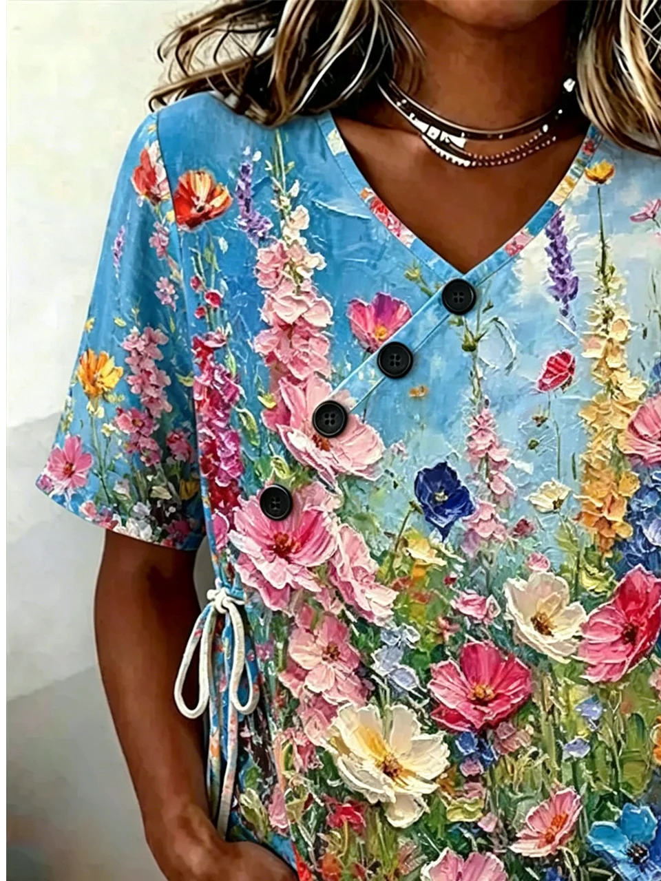 Loose Crew Neck Floral Vintage Shirt