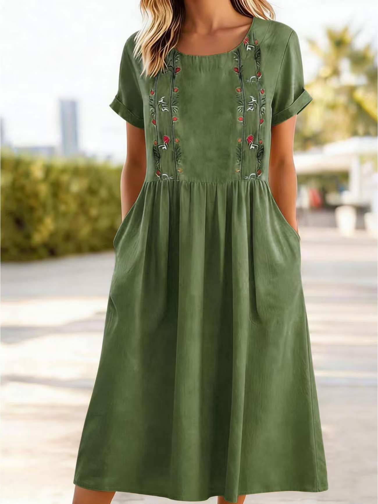 Women's Short Sleeve Summer Yellow Floral Printing Crew Neck Daily Going Out Casual Maxi H-Line Shift Dress Dress