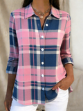 Casual Shirt Collar Plaid Loose Shirt