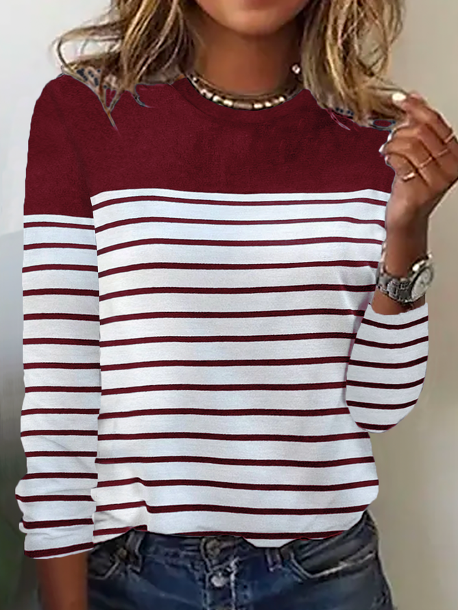 Casual Long Sleeve Round Neck T-Shirt