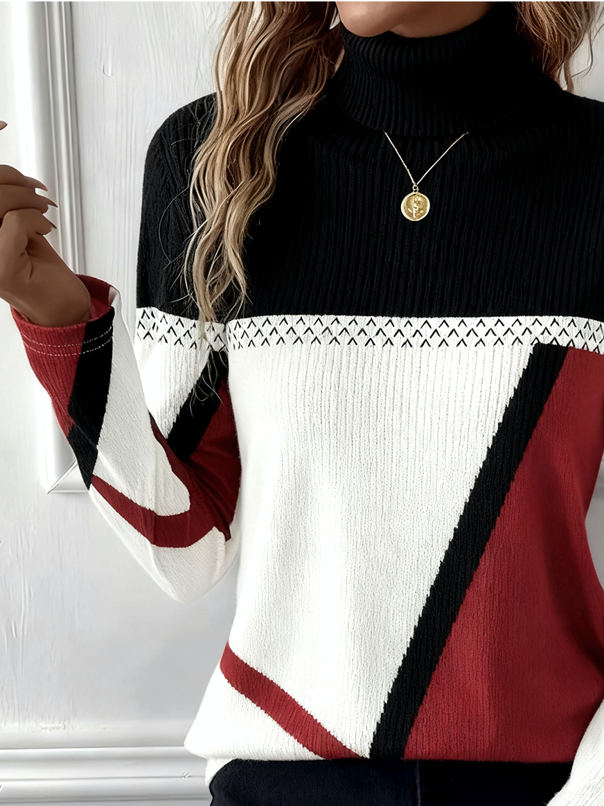 Loose Turtleneck Striped Vintage Sweater