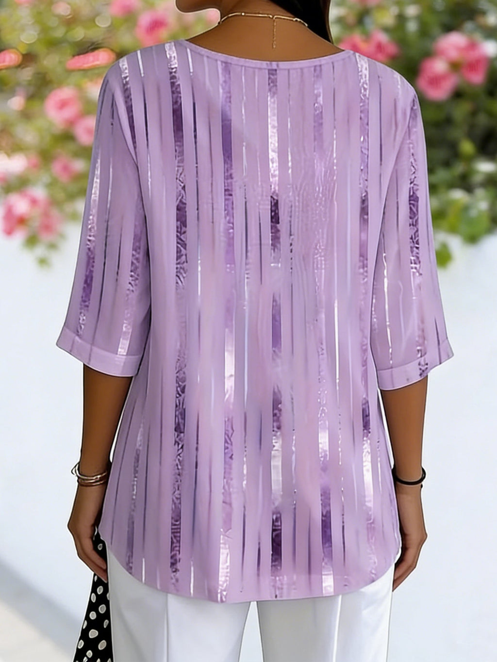 Women's Purple Abstract Print Casual T-Shirt