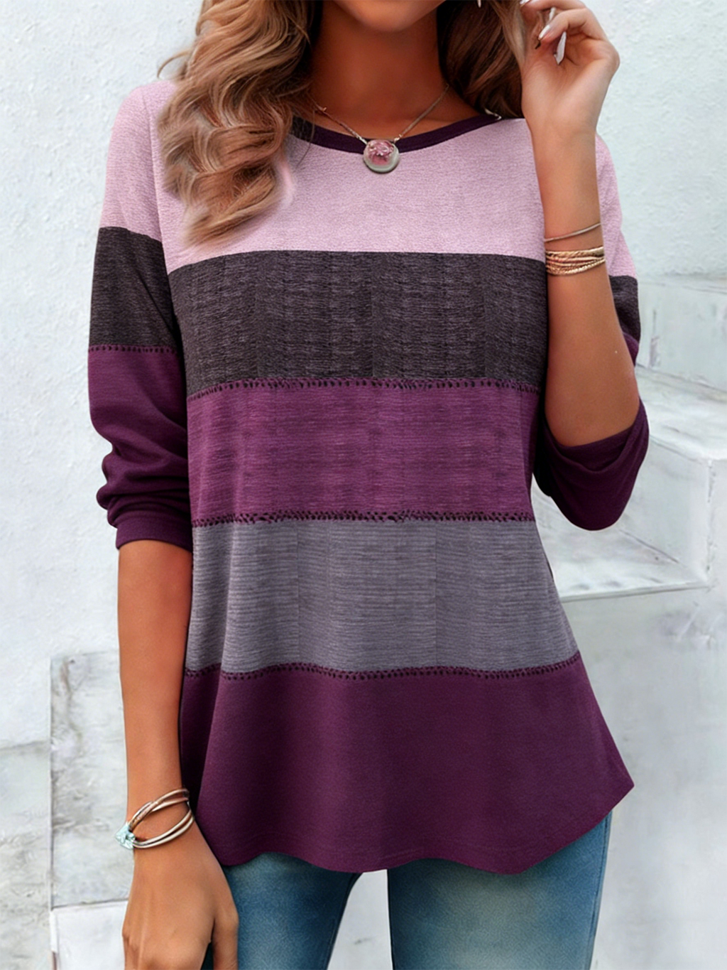 Striped Cotton Loose Elegant T-Shirt
