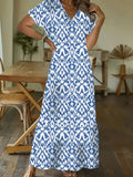 Loose V Neck Casual Dress With No