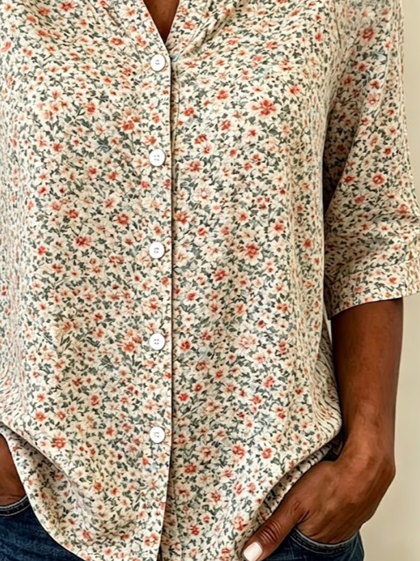 Women's Half Sleeve Shirt Summer Apricot Floral Printing Crew Neck Daily Going Out Casual Top