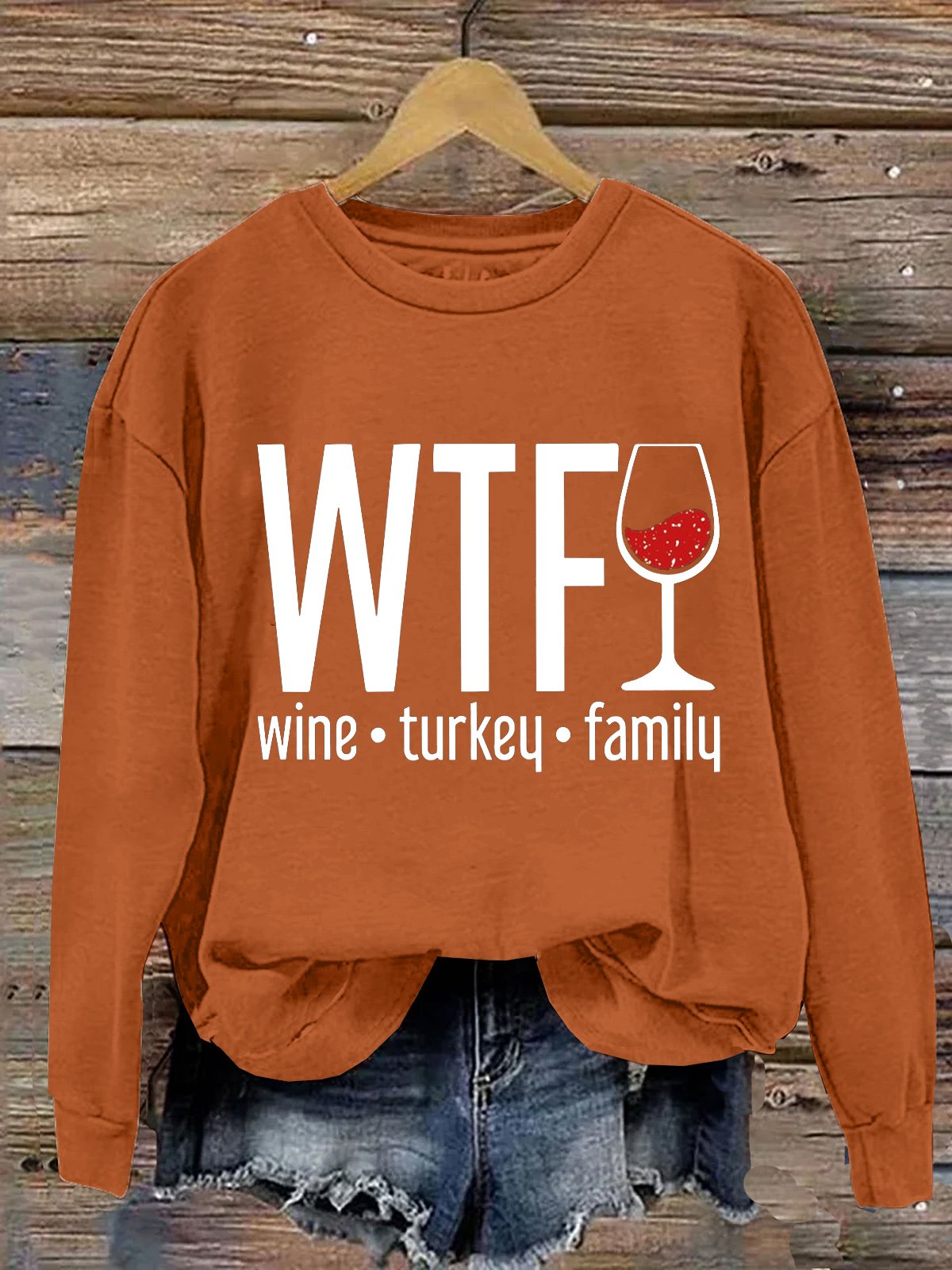 WTF Wine Turkey Family Thanksgiving Day Sweatshirt
