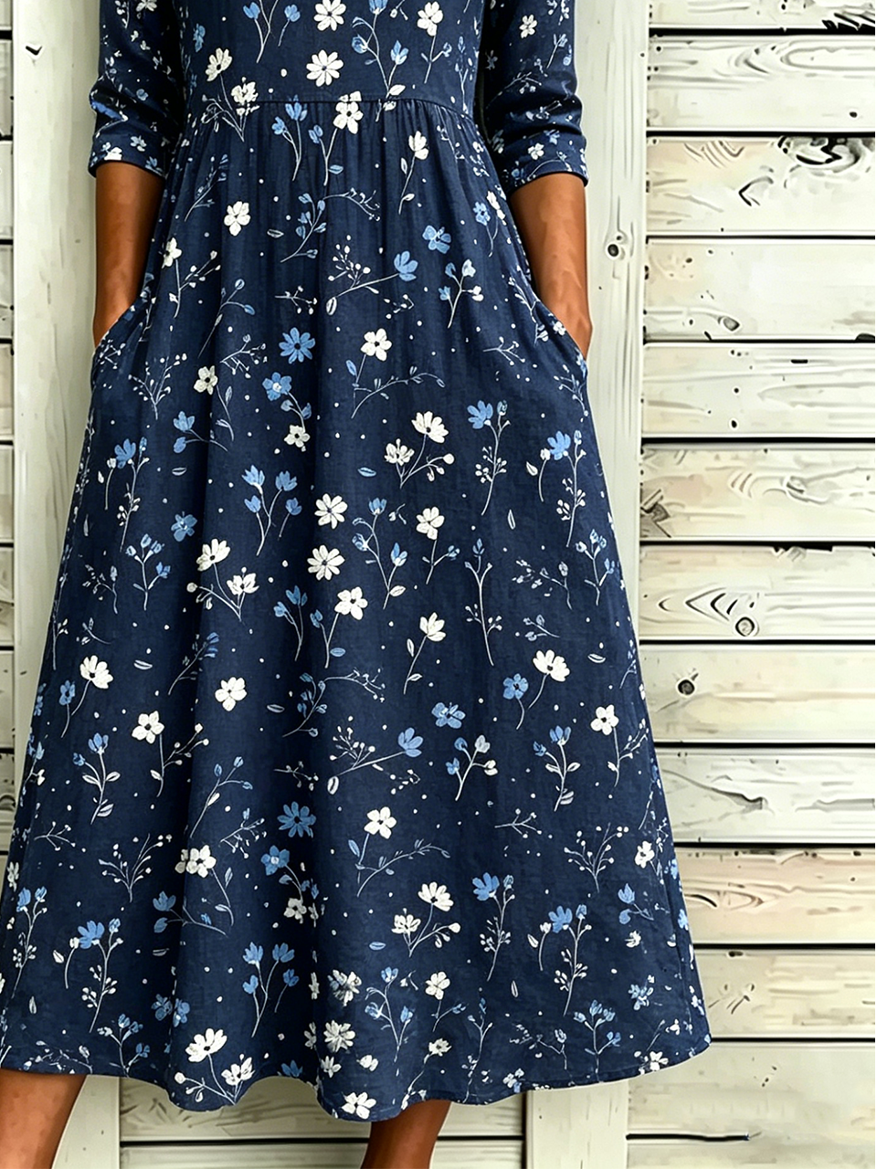 Loose Others Floral Vintage Dress With No