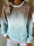 Crew Neck Casual Gradient Pattern Sweatshirt