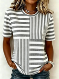 Striped Casual Cotton-Blend T-Shirt
