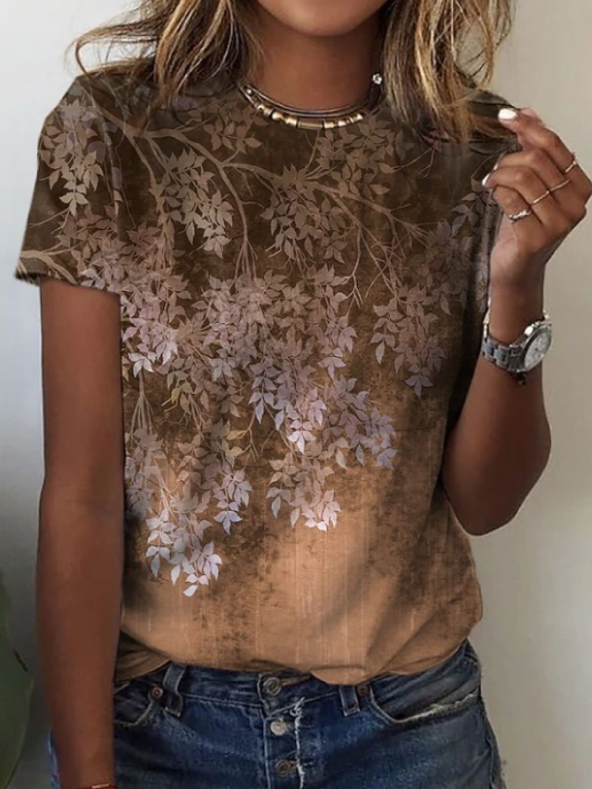 Crew Neck Casual Cotton T-Shirt