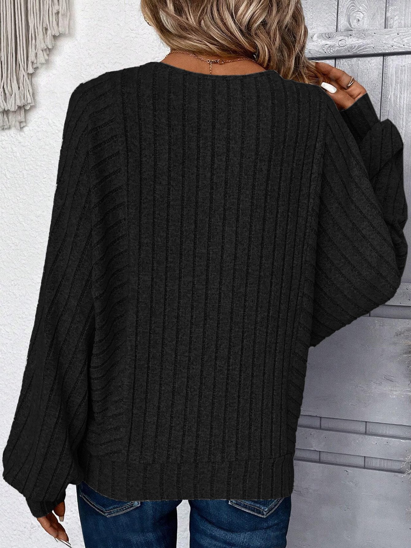 Elegant Dolman Sleeve Loose Crew Neck Plain T-Shirt