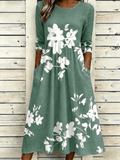 Floral Casual Crew Neck Dress With No