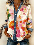 Floral Shirt Collar Loose Casual Shirt