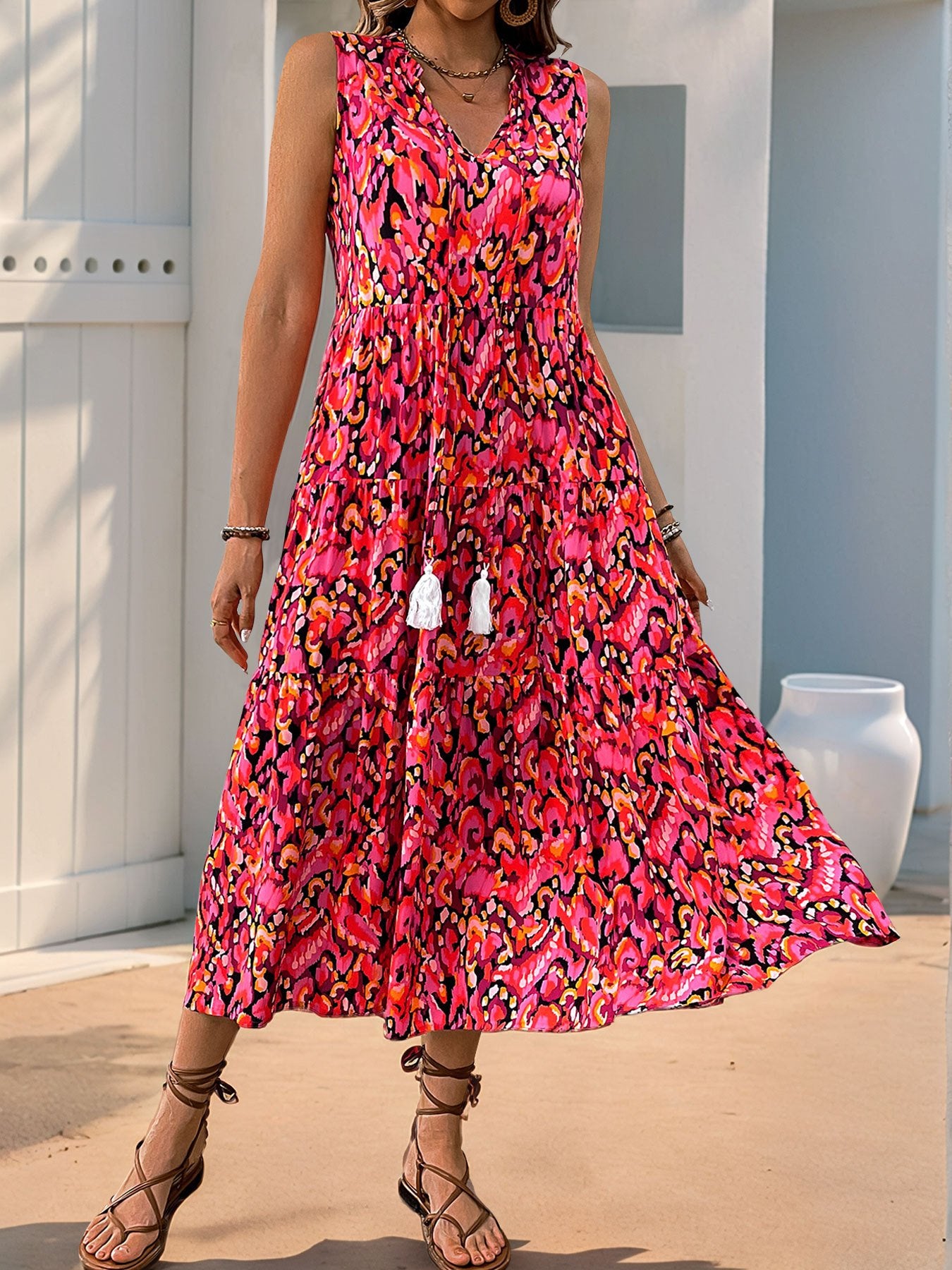 Loose Others Boho Geometric Dress With No