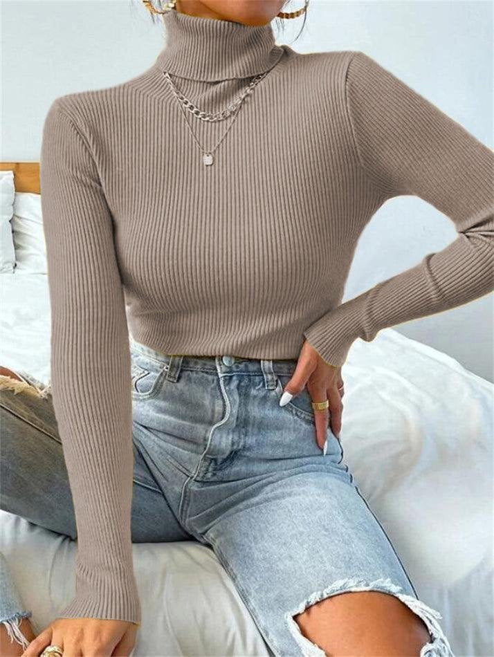Light Luxury High-End Sweater Autumn And Winter Pile Collar Base Sweater Slim Fit Thick Base Sweater