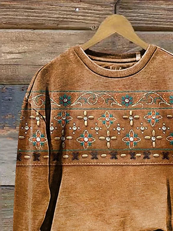 Loose Casual Printing Crew Neck Sweatshirt