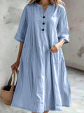 Casual Plain Half Sleeve Notched Dress