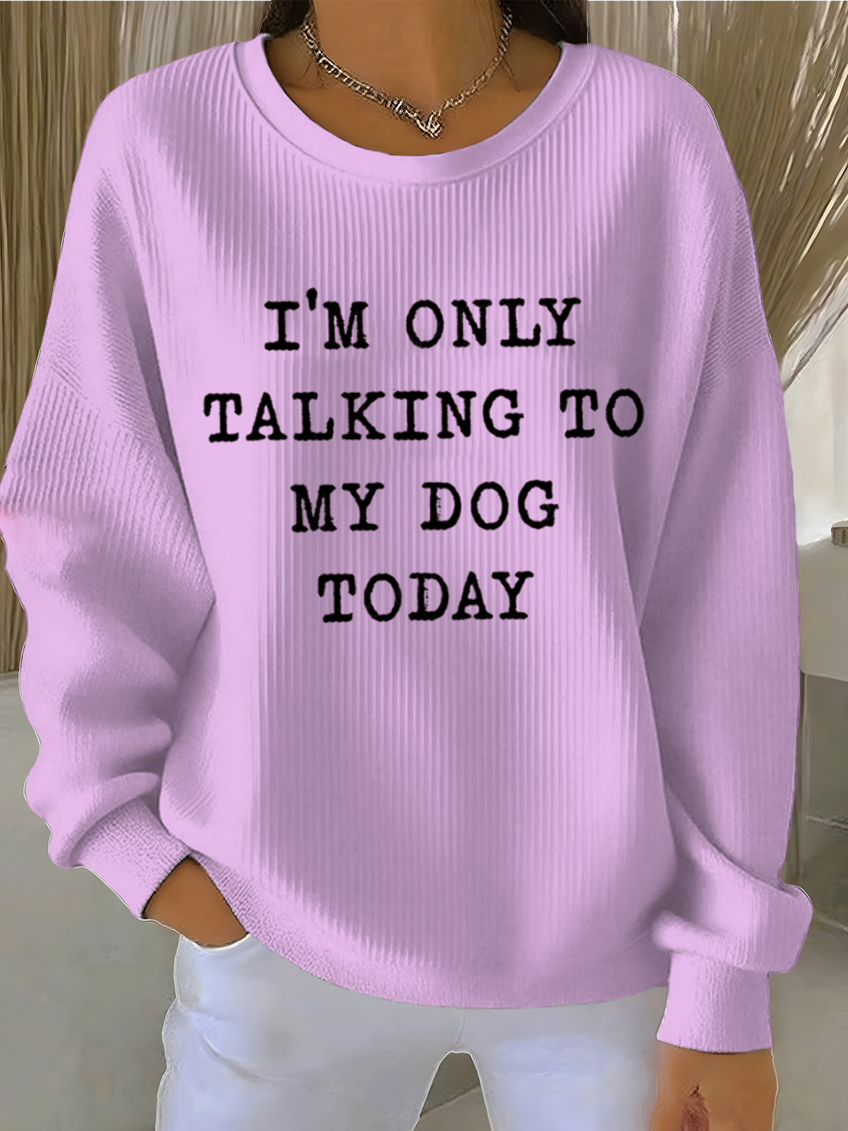 Letter Pattern Casual Crew Neck Cotton-Blend Sweatshirt